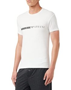 emporio armani mens side logoband short sleeve fitted fit t-shirt t shirt, white, large us