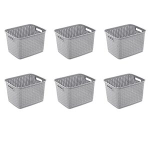 sterilite 12736a06 tall weave basket, cement, 6-pack