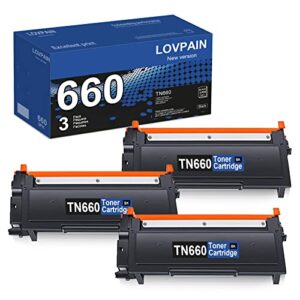 lovpain tn660 high yield toner cartridge tn 660 compatible replacement for brother tn-660 hl-l2300d l2305w l2340dw l2360dw mfc-l2705dw l2707dw l2720dw l2740dw dcp-l2520dw printer (3 pack, black)