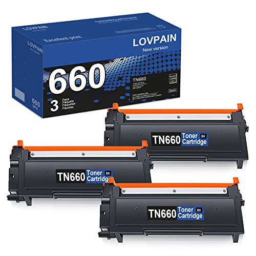LOVPAIN TN660 High Yield Toner Cartridge TN 660 Compatible Replacement for Brother TN-660 HL-L2300D L2305W L2340DW L2360DW MFC-L2705DW L2707DW L2720DW L2740DW DCP-L2520DW Printer (3 Pack, Black)