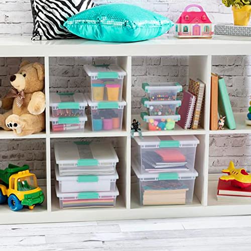 Sterilite Plastic Miniature Clip Storage Box Container with Latching Lid for Home, Office, Workspace, and Utility Space Organization, 12 Pack