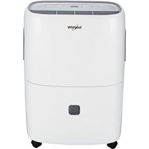 whirlpool 40 pint portable dehumidifier with built-in pump, 24-hour timer, auto shut-off, easy-clean filter, and auto-restart | for bathrooms, basements, and bedrooms | whad40pcw