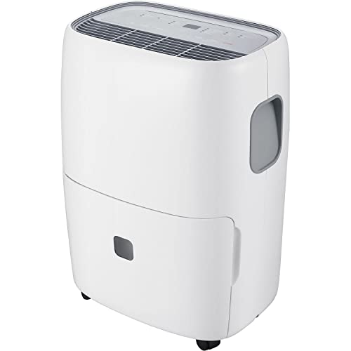 Whirlpool 40 Pint Portable Dehumidifier with Built-In Pump, 24-Hour Timer, Auto Shut-Off, Easy-Clean Filter, and Auto-Restart | For Bathrooms, Basements, and Bedrooms | WHAD40PCW