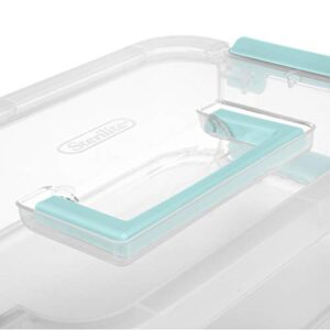 Sterilite 14138606 Stack & Carry Box with Trays Small Storage, Clear Pack of 6