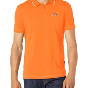 A|X ARMANI EXCHANGE Men's Organic Cotton Contrast Logo Polo, Oriole, XL