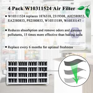 Funmit W10311524 Air Filter (4 Pack) & W10346771A Freshflow Produce Preserver (8 Pack) Replacement for Whirlpool Refrigerator