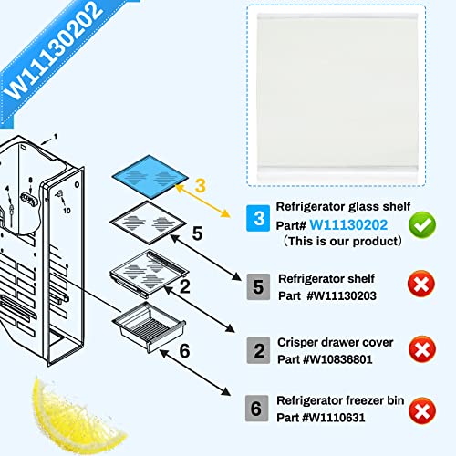 W11130202 Freezer Glass Shelf Compatible with Whirlpool Freezer Shelf Replacement, Replaces Refrigerator Freezer Glass Shelf PS12347521 W10773886, WRS571CIHZ04 Freezer. Figure 6 Lists Compatible Model