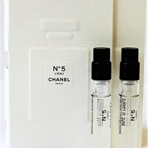 CHANEL No 5 L'EAU EDT Spray Perfume Samples 0.05oz / 1.5ml EACH NEW x2