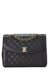 chanel, pre-loved black quilted lambskin paris limited double flap small, black