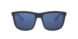 a|x armani exchange men’s ax4093s square sunglasses, matte blue/blue mirrored/blue, 56 mm