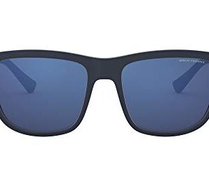 A|X ARMANI EXCHANGE Men's AX4093S Square Sunglasses, Matte Blue/Blue Mirrored/Blue, 56 mm