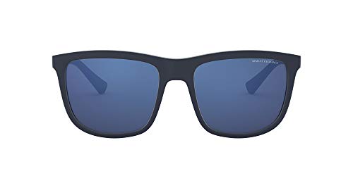 A|X ARMANI EXCHANGE Men's AX4093S Square Sunglasses, Matte Blue/Blue Mirrored/Blue, 56 mm