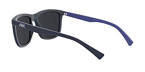 A|X ARMANI EXCHANGE Men's AX4093S Square Sunglasses, Matte Blue/Blue Mirrored/Blue, 56 mm