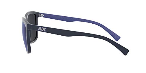 A|X ARMANI EXCHANGE Men's AX4093S Square Sunglasses, Matte Blue/Blue Mirrored/Blue, 56 mm