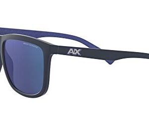 A|X ARMANI EXCHANGE Men's AX4093S Square Sunglasses, Matte Blue/Blue Mirrored/Blue, 56 mm