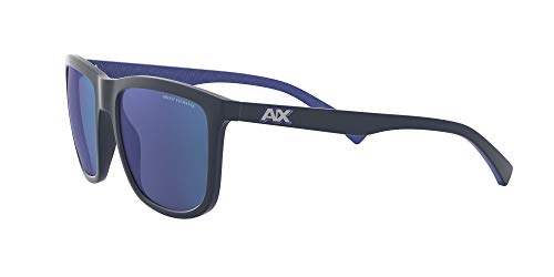 A|X ARMANI EXCHANGE Men's AX4093S Square Sunglasses, Matte Blue/Blue Mirrored/Blue, 56 mm