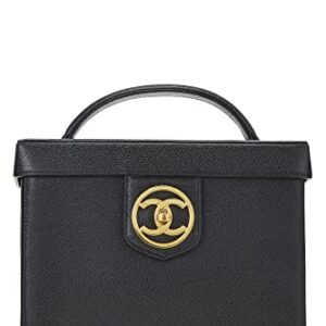 CHANEL, Pre-Loved Black Caviar Circle 'CC' Vanity Large, Black