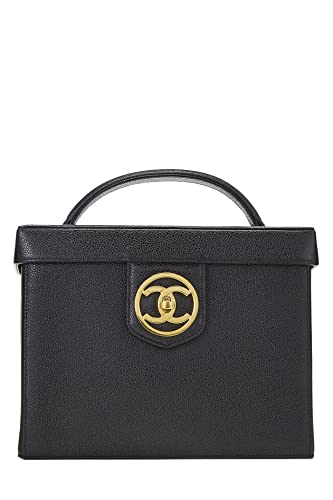 CHANEL, Pre-Loved Black Caviar Circle 'CC' Vanity Large, Black