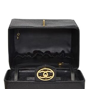 CHANEL, Pre-Loved Black Caviar Circle 'CC' Vanity Large, Black