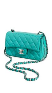 chanel women’s pre-loved green patent rectangular flap bag, green, one size
