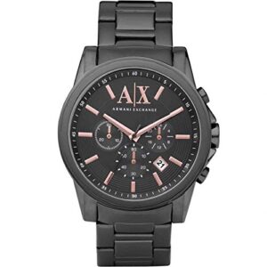 armani exchange men’s grey ip plated stainless steel watch ax2086