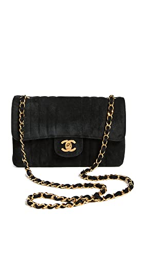 CHANEL Women's Pre-Loved Black Suede Vertical Flap 9", Black, One Size