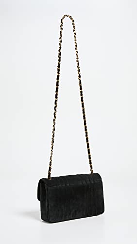 CHANEL Women's Pre-Loved Black Suede Vertical Flap 9", Black, One Size