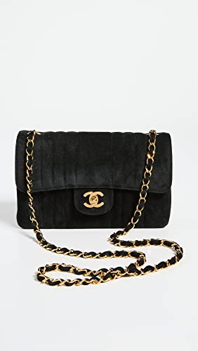 CHANEL Women's Pre-Loved Black Suede Vertical Flap 9", Black, One Size