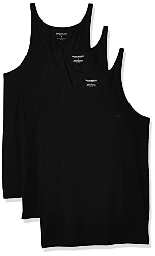 Emporio Armani Men's 3-Pack Tank Top Regular Fit, Black, Large