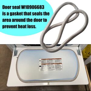 W10906683 Dryer Door Seal - For Whirlpool Jenn-Air Kenmore Maytag Amana Dryer W10389571 W10823580 WPW10389571 AP6034191PS11766744 3390731 692494