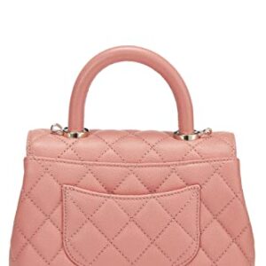 CHANEL, Pre-Loved Pink Quilted Caviar Coco Handle Bag Mini, Pink