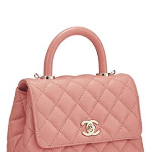 CHANEL, Pre-Loved Pink Quilted Caviar Coco Handle Bag Mini, Pink