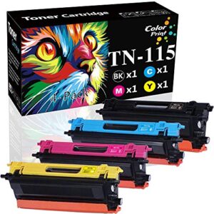 (4-pack, bk, c, m, y) colorprint compatible tn115 toner cartridge replacement for brother tn-115 tn 115 work with dcp-9040cn 9045cdn hl-4040cn hl-4040cdn hl-4070cdw mfc-9440cn 9450cdn 9840cdw printer