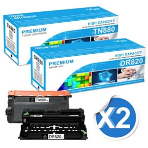 tn-880 toner cartridge & dr820 drum unit compatible tn880 dr820 replacement for brother dr820 tn-880 for brother dcp-l5500dn l5600dn l5650dn mfc-l6700dw l6750dw printer toner.(1 toner, 1 drum 2 pack)