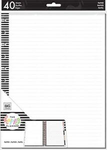 me & my big ideas note paper sheets – the happy planner scrapbooking supplies – 40 sheets of pre-punched paper – 20 sheets of graph paper, 20 sheets of note paper – make lists, doodle – big size