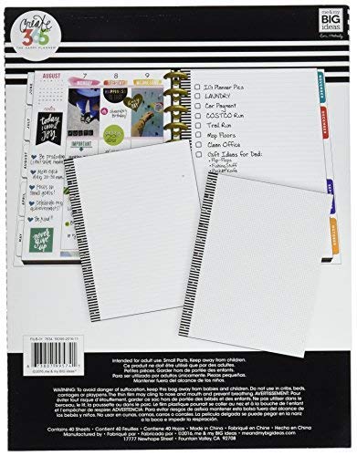 me & my BIG ideas Note Paper Sheets - The Happy Planner Scrapbooking Supplies - 40 Sheets of Pre-Punched Paper - 20 Sheets of Graph Paper, 20 Sheets of Note Paper - Make Lists, Doodle - Big Size