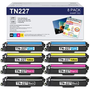 tn 227 compatible tn-227bk tn-227c tn-227m tn-227y high yield toner cartridge set – hiyota replacement for brother tn227 hl-3230cdw mfc-l3770cdw dcp-l3550cdw series printer (8 pack ,2bk/2c/2m/2y)