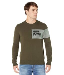 a|x armani exchange men’s side sleeve contrast logo sweater, rosin, xl