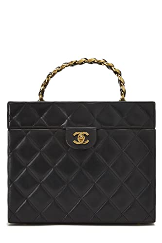 CHANEL, Pre-Loved Black Quilted Lambskin Vanity Large, Black