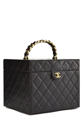 CHANEL, Pre-Loved Black Quilted Lambskin Vanity Large, Black