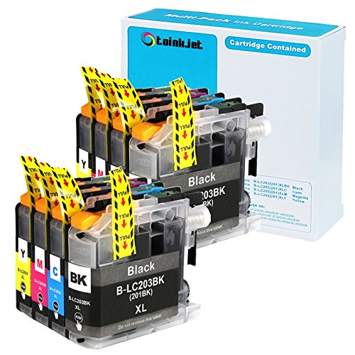 8 Pack TOINKJET Compatible Replacement for Brother LC203 LC 203 XL LC201 Ink Cartridges for MFC-J460 MFC-J480DW MFC-J485DW MFC-J680DW MFC-J885DW J880DW MFC J5520DW J5620DW J5720DW J4420DW