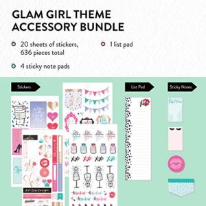 me & my BIG ideas Accessory Book Bundle - The Happy Planner Scrapbooking Supplies - Glam Girl Theme - 4 Sticky Note Pads & 1 ListPad - Multi-Color & Gold Foil Stickers - 20 Sheets, 636 Stickers Total