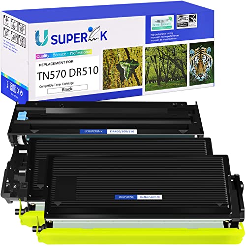 SuperInk 3 Pack Compatible for Brother DR510 Drum Unit TN570 Black Toner Cartridge (1 Drum,2 Toner) use in DCP-8040 DCP-8045 HL-5100 HL-5130 HL-5140 HL-5170 MFC-8220 MFC-8440 MFC-8840 Printer