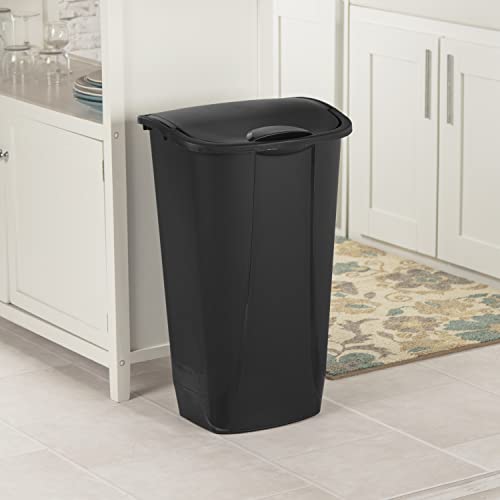 Sterilite 10939006 11 Gallon/42 Liter SwingTop Wastebasket, Black, 6-Pack