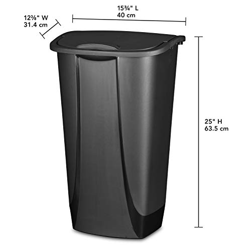 Sterilite 10939006 11 Gallon/42 Liter SwingTop Wastebasket, Black, 6-Pack