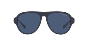 a|x armani exchange men’s ax4126su universal fit aviator sunglasses, matte blue/dark blue, 58 mm