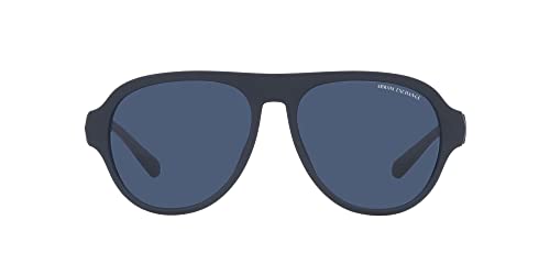 A|X ARMANI EXCHANGE Men's AX4126SU Universal Fit Aviator Sunglasses, Matte Blue/Dark Blue, 58 mm