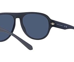 A|X ARMANI EXCHANGE Men's AX4126SU Universal Fit Aviator Sunglasses, Matte Blue/Dark Blue, 58 mm