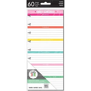the happy planner daily planning half sheets – 60 pre-punched double-sided pages – daily schedule & checklist layouts – organize, prioritize, make lists, take notes – classic size