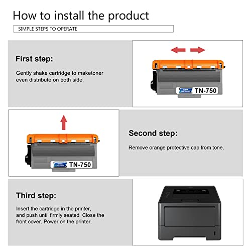 STRONTONER TN750 TN-750 Toner Cartridge Black Compatible Replacement for Brother HL-5440D 5450DN 6180DW/DWT DCP-8110DN 8150DN 8510DN MFC-8810DW 8910DW Printers, High Yield, 2 Pack